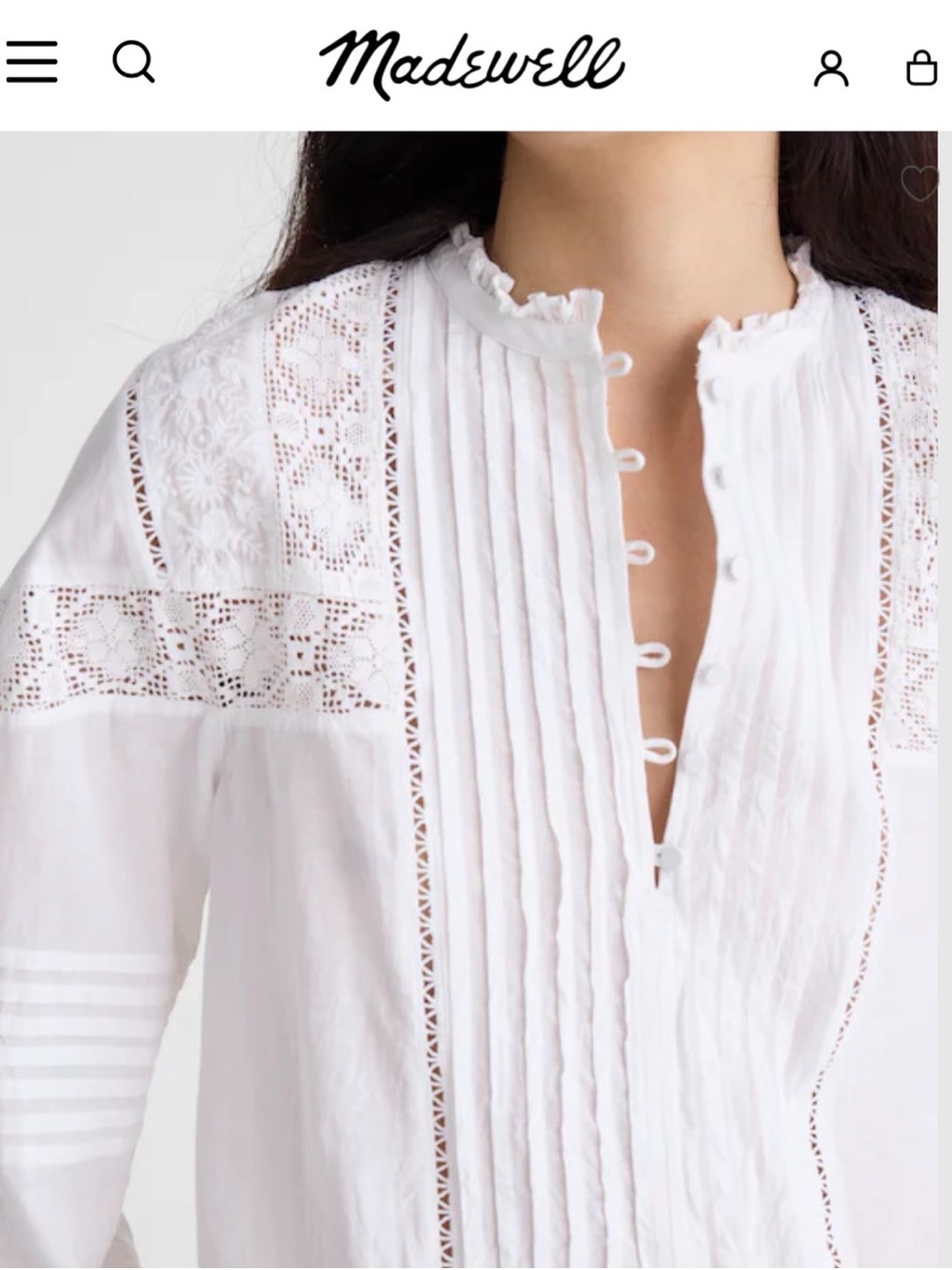 Madewell White Eyelet Button-Front Blouse - Picture 3 of 9
